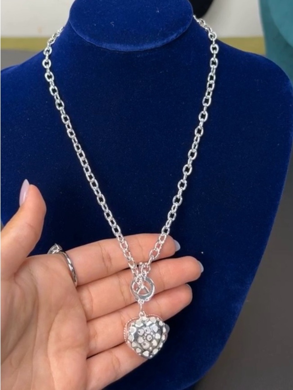 🤍 925 Sterling Silver Heart Pendant Necklace – 18” 🤍